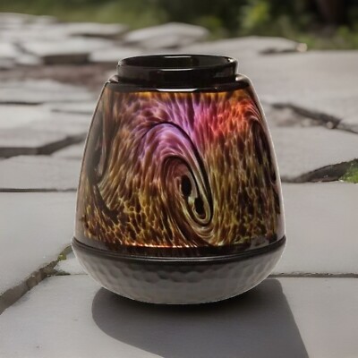 Rare Retired Tigers Eye Art Glass Scentsy Warmer LED Color Changing NIB