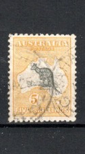 Australie 1918 5S Gris Et Jaune Pâle Kangourou Die II SG 42C FU CDS