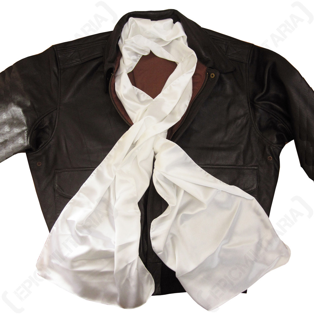 White Pilots Flight Scarf Long Silk Blend Flight Neck Airman Plain New