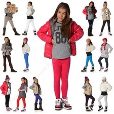 Niñas Niños Largo Completo Algodón Leggings Niños Pantalones Todas las Edades +20 Colores
