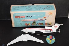 Vintage BATTERY OPERATED PLASTIC BOEING 727 TWA JET PLANE Taiwan Box Working GUC