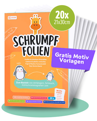 Schrumpffolien zum Bemalen 20x A4 - transparent - matt - Shrink Plastic Sheets