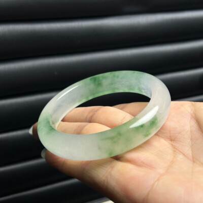 Certified Natural AAA high Ice Green Burmese Jade jadeite bracelet bangle 55mm