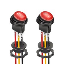 2PCS 12V UL Listed Waterproof LED ON Off SPST 3 Pin Red Rocker Switch Car RV