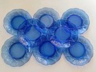 HAZEL ATLAS NEWPORT HAIRPIN COBALT BLUE DEPRESSION GLASS BREAD PLATES SET OF 8