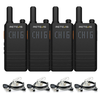 4 Pack B3H FRS Walkie Talkie Long Range 1620mAh VOX USB-C For School/Church +Mic