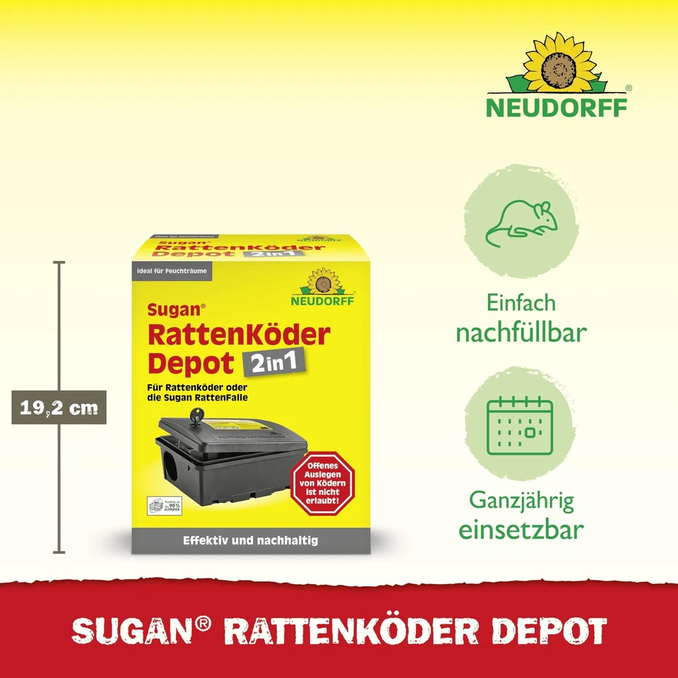 Neudorff Sugan Rattenköder Depot 2-in-1 Gift Köderbox Rattenfalle Mäuse Ratten - Bild 3 von 4