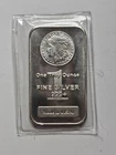HM. 1 Troy Oz SilverTowne Morgan Silver Bar .999+ Finess NEW IN PLASTIC SEAL.