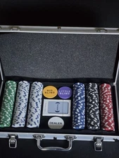 300-Piece Poker Chip Set with Aluminum Case Cards 10 Gram Casino Chips AND DECK