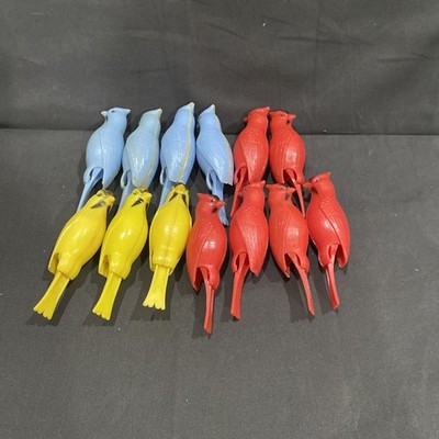 13 Vintage Plastic Cardinal Bird Clothes Pins 1970's  Chadwick-Miller