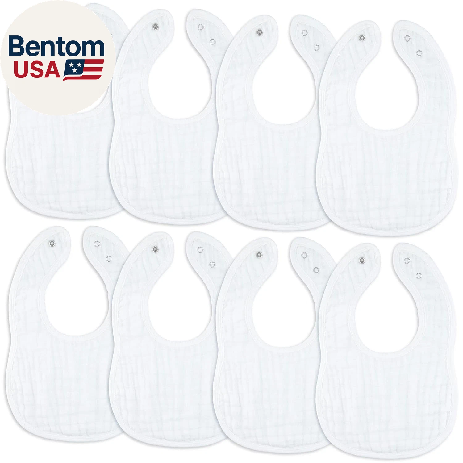 Muslin Bibs for Babies, Pack of 8 - Soft and Highly Absorbent, Feeding, Drool an