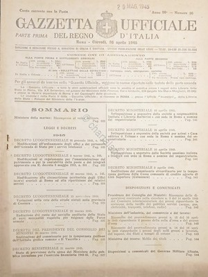 Official Journal of the Kingdom of Italy No. 50 - 1945