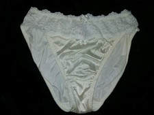 Vintage Victorias Secret White Second Skin Satin Lace Hi-Cut Panties S EUC