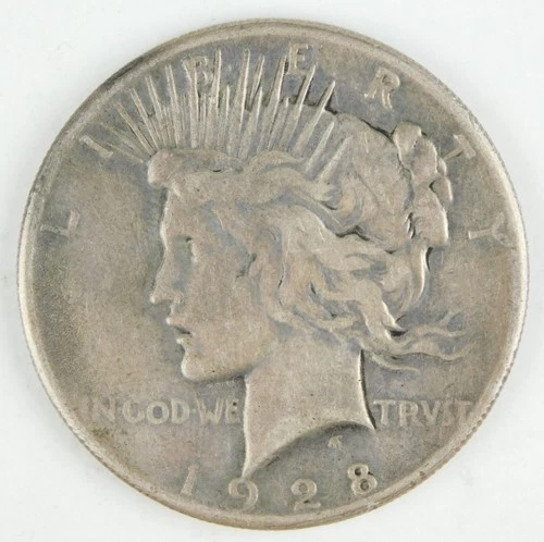 1928 $1 Peace Silver Dollar Key Date F Fine Details Cleaned & Rim Bumps C4182