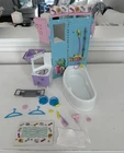 Vintage 2000 Mattel Barbie All Around Home Bathroom Playset Shower and White Tub