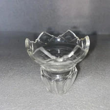 Vintage Antique Crystal Cup Bobeche 2-5/8” X 2-7/16” Across Top, 3/8” Base