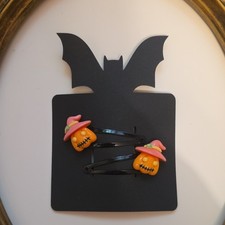 Pumpkin Witch Hair Clips Black Halloween Snap Clip Set
