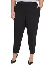 Calvin Klein Elastic-Back Straight-Leg Spandex Pants Black Plus Size 22W $110