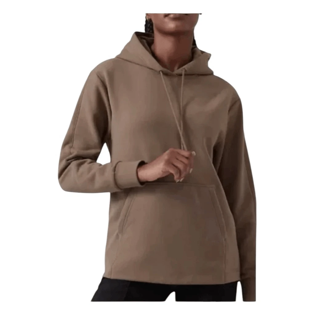 Athleta Retroplush II Hoodie Sweatshirt Brown Super Soft Knit Long Sleeve S