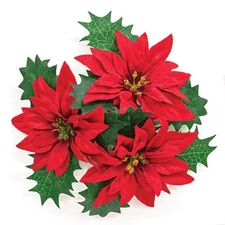 Leafy Poinsettia Taper Candle / Napkin Ring 1" Inner Diameter Christmas Winter