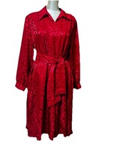 New Draper and Damon Christmas dress size 16 red floral silky Embossed Holiday