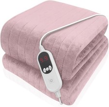 Image of Purus 160x120 Electric Blanket Pink Heated Fleece Over Throw Micro Fleece