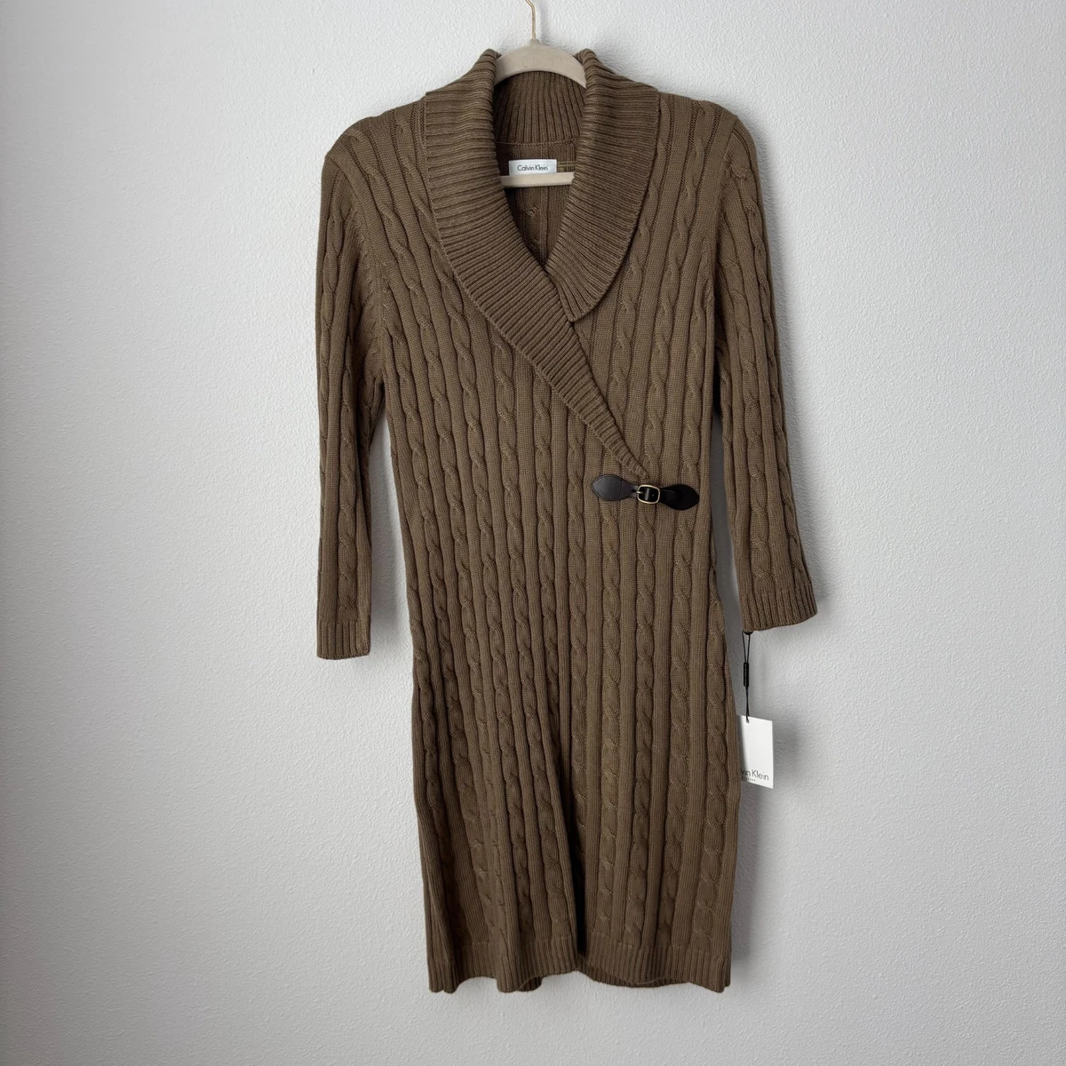 chinese dress ladies Calvin Klein Women's Long Sleeve Mock Wrap Sweater Dress, Aubergine Solid,  Large at Amazon Women's Clothing store