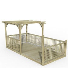 Forest 2.4 x 4.8m Wood Pergola Decking kit 5x Balustrade 3x Post with/out Canopy