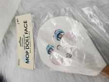 Mop Doll Face "Lady Face" Presewn Silk Screened With 6" Wooden Craft Stick NOS