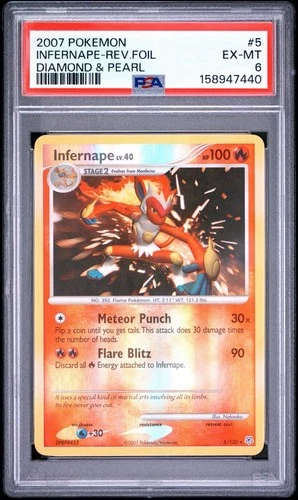 Infernape 5/130 Diamond and Pearl Reverse Holo PSA 6 New Cert