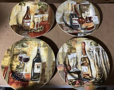 FOUR Sakura Classico Salad/Dessert Plates--WINE THEME-- 8 1/8"--pre-owned