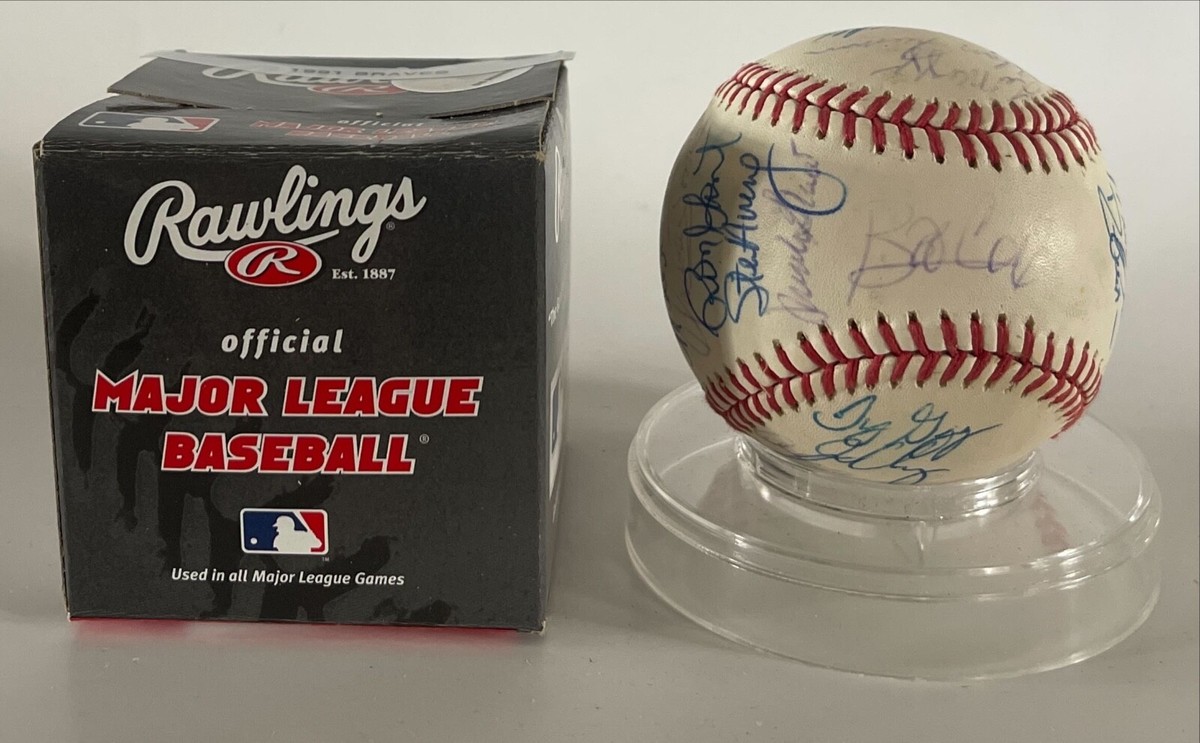 1991 ATLANTA BRAVES TEAM SIGNED BASEBALL WITH TOM GLAVINE NATIONAL