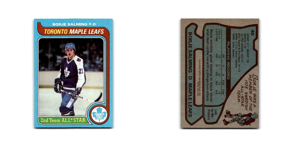 1979 Topps Borje Salming Toronto Maple Leafs #40 - Image 3 of 3