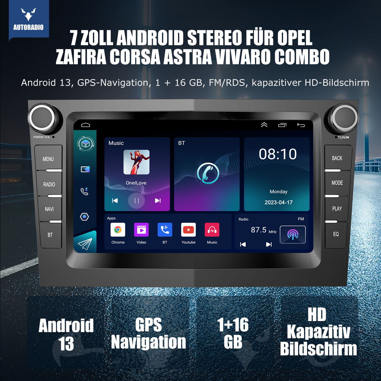Für Opel Corsa D Vectra Vivara Zafira DAB Autoradio Android 13 GPS RDS Kam MIK