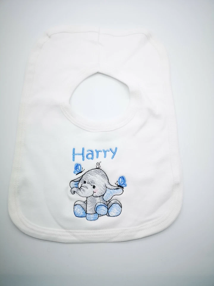 Personalised Embroidered Elephant Baby, Toddler, Bib, Gift, Baby Shower,