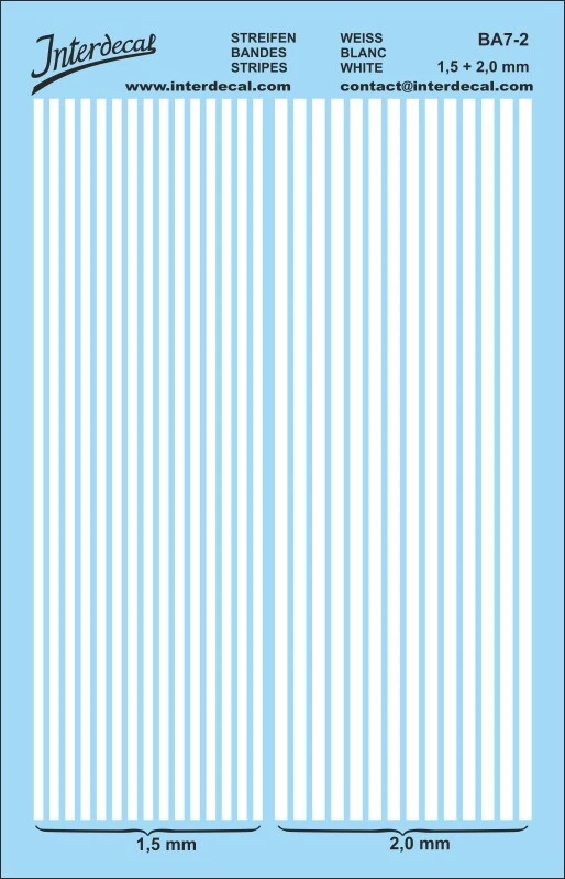 Bandes 1,5mm-2,0mm Décalcomanies blanc 115x79mm INTERDECAL - Photo 1/1