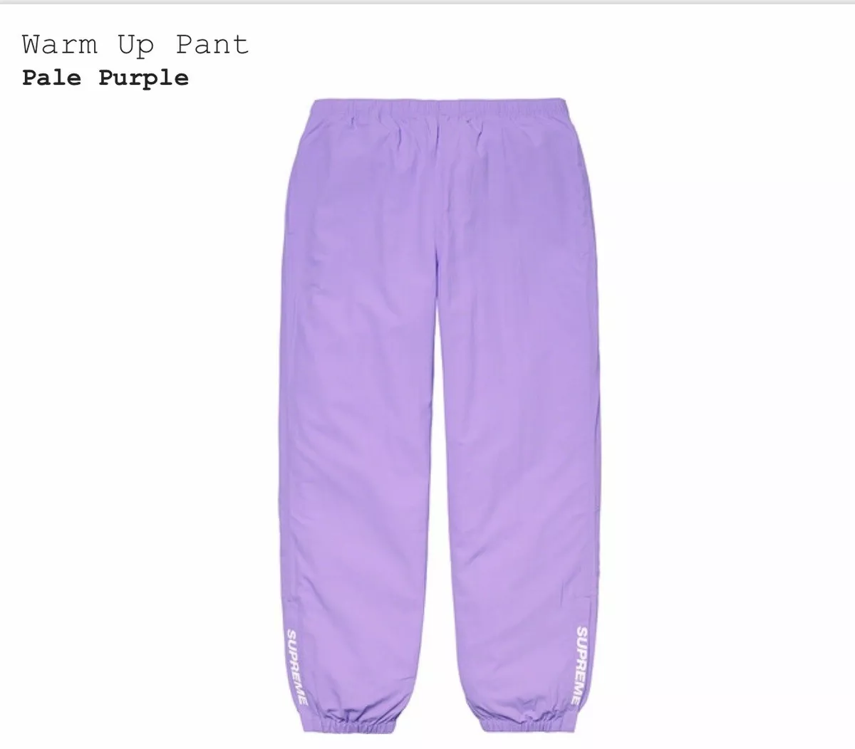 SUPREME 20ss Warm Up Pant Light Purple size L