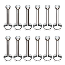 10pcs Internally Threaded Clear Gem Labrets Wholesale Body Jewelry Monroes