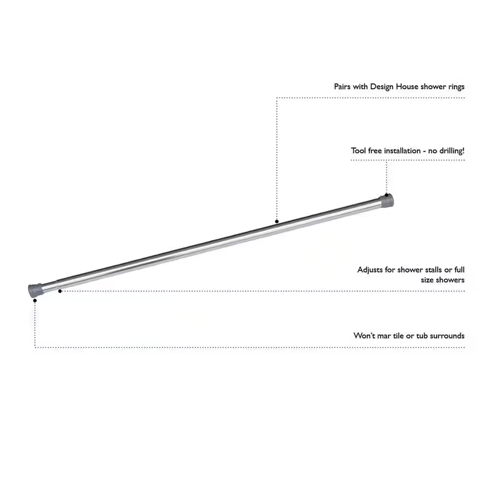 52 in. a 86 in. Barra de cortina de ducha ajustable de acero en cromo Foto 2 de 4