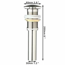Brushed Nickel Bathroom Basin Waste Pop-Up Drain Without Overflow For Sink