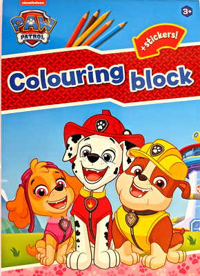 Malblock Paw Patrol 16 Ausmalbilder 16 Aufkleber Ausmalbuch ab 3 Nickelodeon NEU