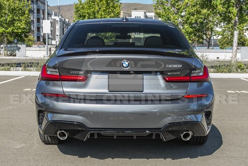 For 19-Up BMW G20 330e 330i | M-Performance GLOSSY BLACK Rear Bumper Diffuser - Picture 4 of 11