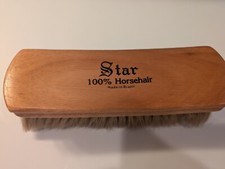 Vintage STAR SHOE SHINE Brush Brown 100 Horsehair Made in Brazil Quality Wood