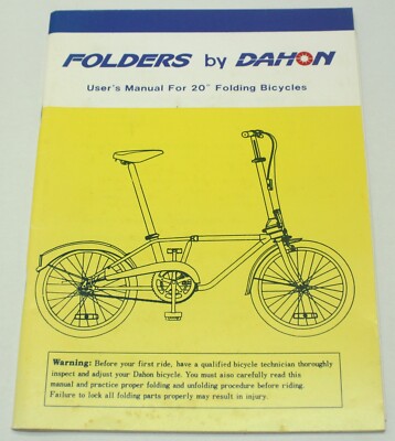Folders By Dahon Original User Manual for 20'' Folding Bicycles