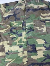 Army Button Up Jacket (Greenish) Men's XL Combat Coat Camo Military