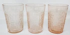 3 Federal Depression Glass Pink Sharon Cabbage Rose 9oz Tumblers 4-1/8"  EXC
