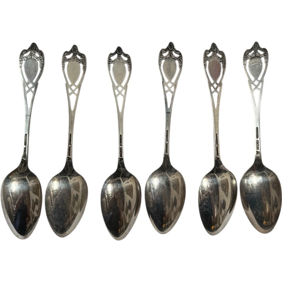 6 cucharaditas Monticello 1908 de plata de ley de Lunt 6" cucharas antiguas mono 110 g Foto 2 de 4