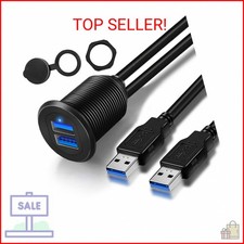 GOBGOD Double Port USB 3.0 Car Mount Flush Cable, USB3.0 Male to Female Car Exte