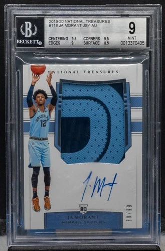 Ja Morant 2019-20 Panini National Treasures #118 3/99 Rookie RC Auto BGS 9/10