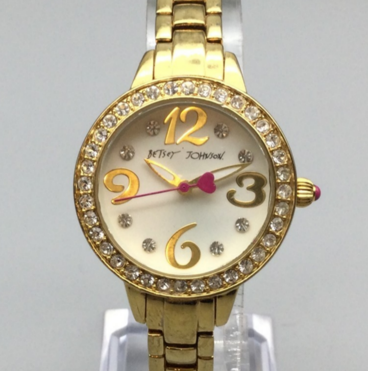 Betsey Johnson Watch Women 32mm Gold Tone Pave Crystals  display picture 2